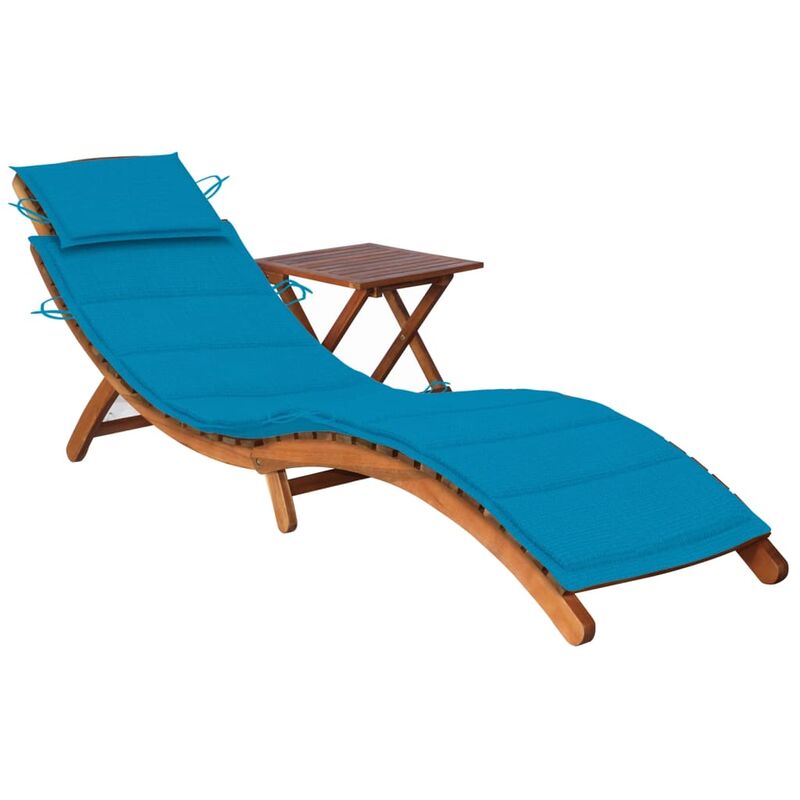 

Tumbona de jardín con mesa y cojín madera maciza de acacia - Marrón - Youthup
