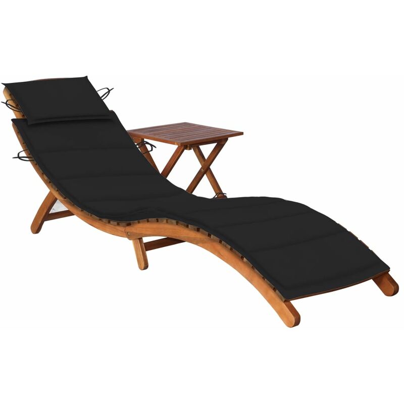 

Tumbona de jardín con mesa y cojín madera maciza de acacia - Marrón - Youthup