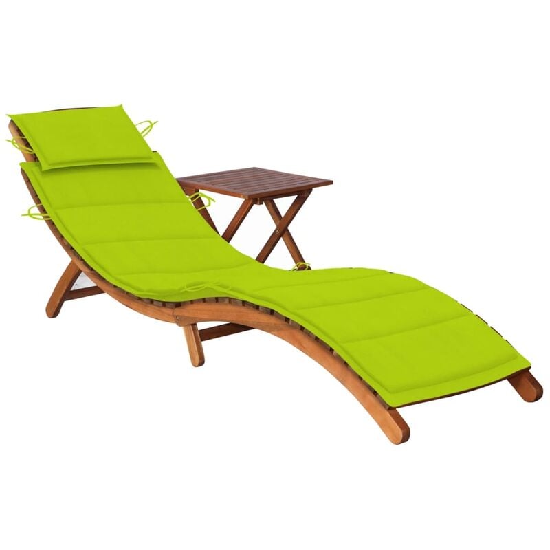 

Tumbona de jardín con mesa y cojín madera maciza de acacia - Marrón - Youthup