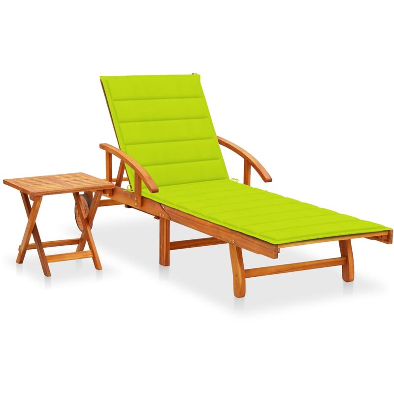

Tumbona de jardín con mesa y cojín madera maciza de acacia - Marrón - Youthup