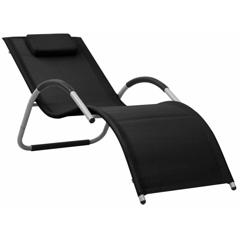 

Tumbona de textilene negro y gris - Negro - Youthup