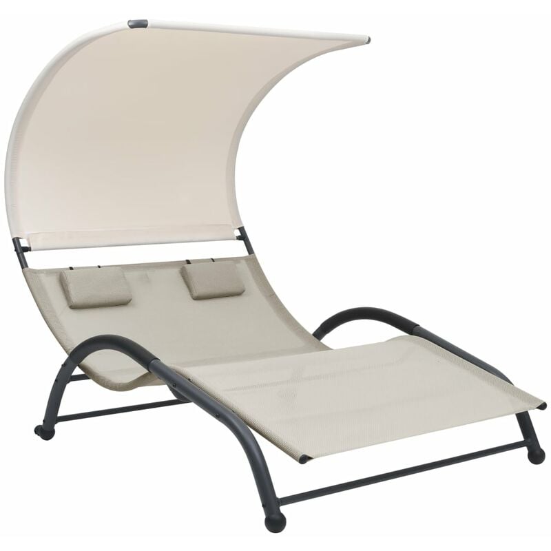 

Tumbona doble con toldo textilene crema - Crema - Youthup