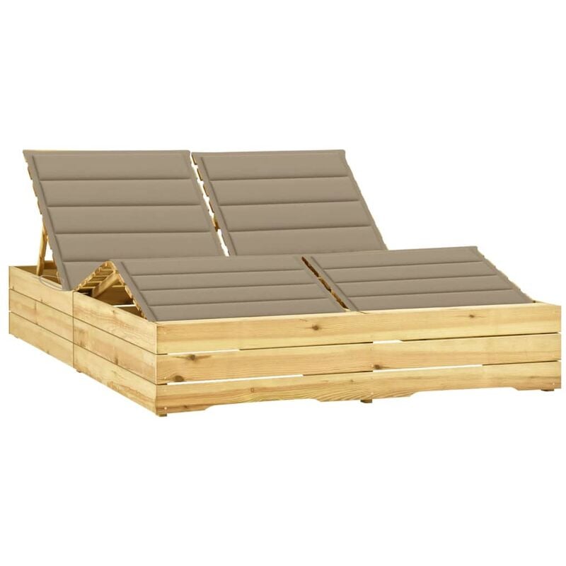 

Tumbona doble y cojines beige madera pino impregnada - Beige - Youthup
