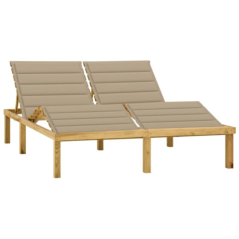 

Tumbona doble y cojines beige madera pino impregnada - Beige - Youthup