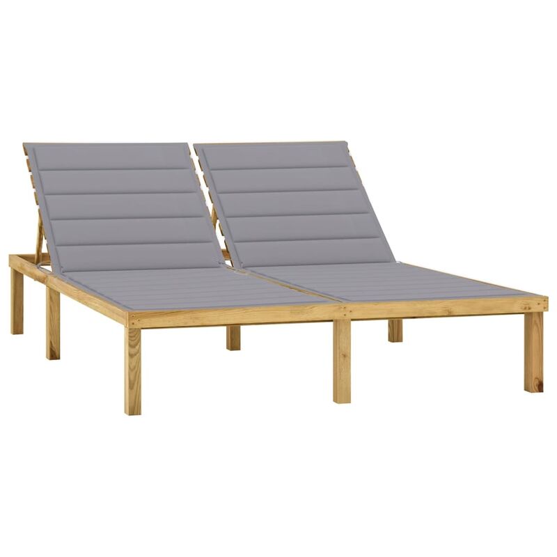 

Tumbona doble y cojines grises madera de pino impregnada - Gris - Youthup