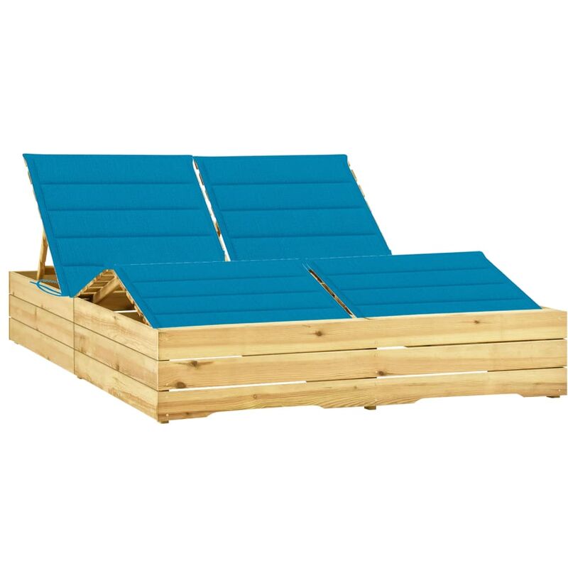 

Tumbona doble y cojines madera pino impregnada azul - Azul - Youthup