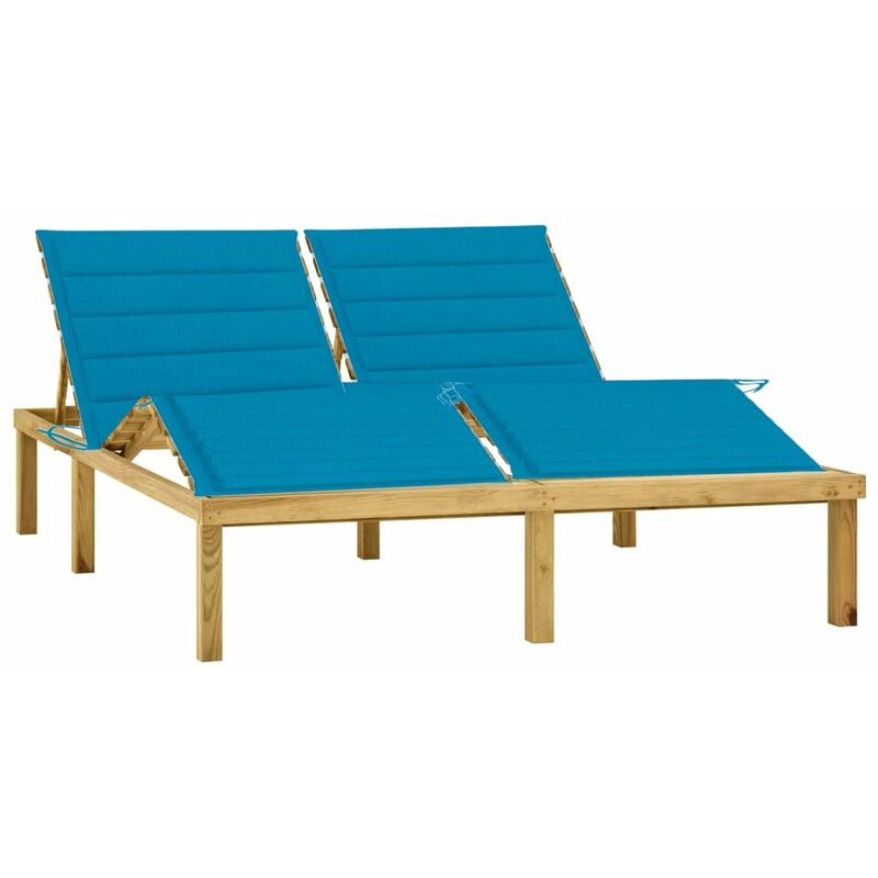 

Tumbona doble y cojines madera pino impregnada azul - Azul - Youthup