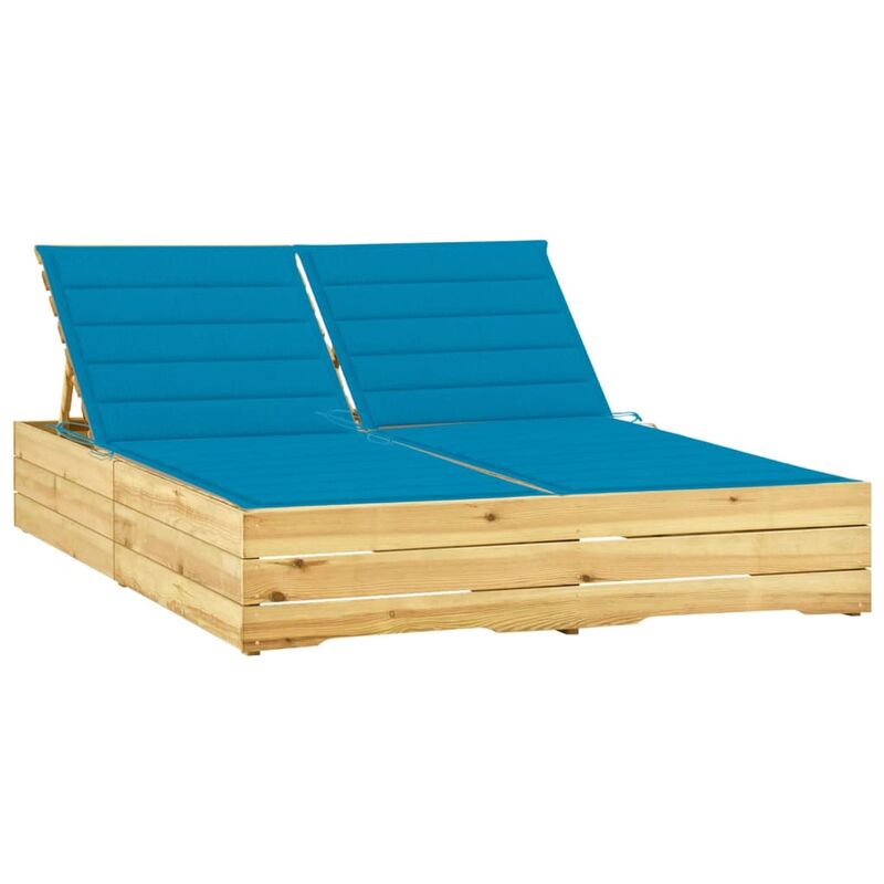

Tumbona doble y cojines madera pino impregnada azul - Azul - Youthup