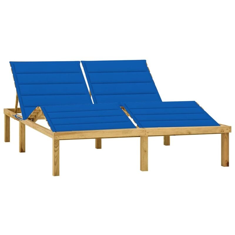

Tumbona doble y cojines madera pino impregnada azul royal - Azul - Youthup