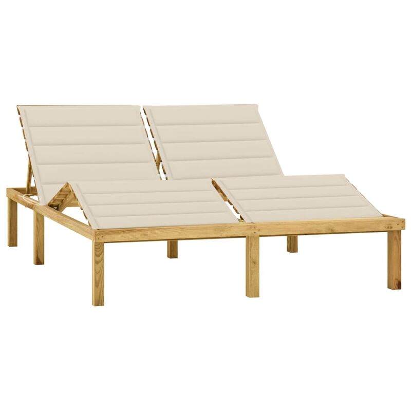 

Tumbona doble y cojines madera pino impregnada crema - Crema - Youthup