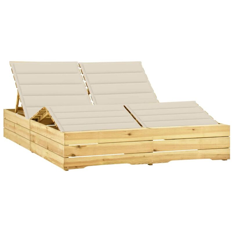 

Tumbona doble y cojines madera pino impregnada crema - Crema - Youthup