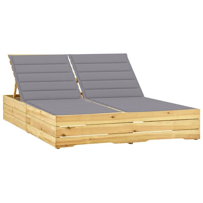 

Tumbona doble y cojines madera pino impregnada gris - Gris - Youthup