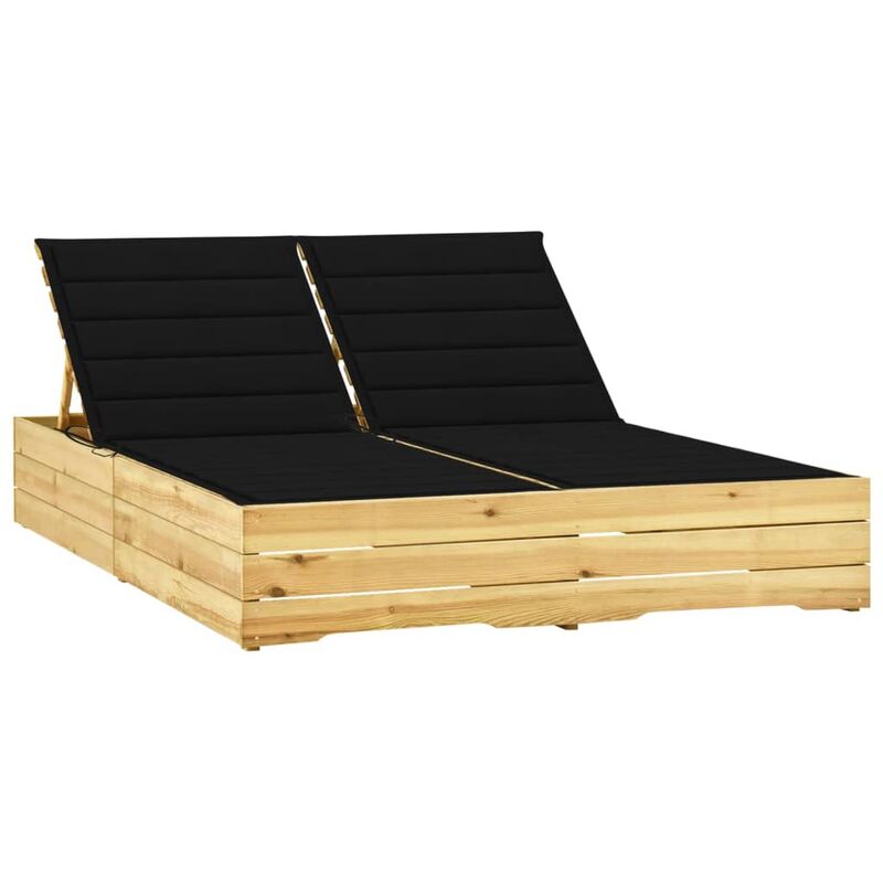 

Tumbona doble y cojines negros madera pino impregnada - Negro - Youthup