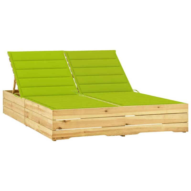 

Tumbona doble y cojines verde brillante madera pino impregnada - Verde - Youthup