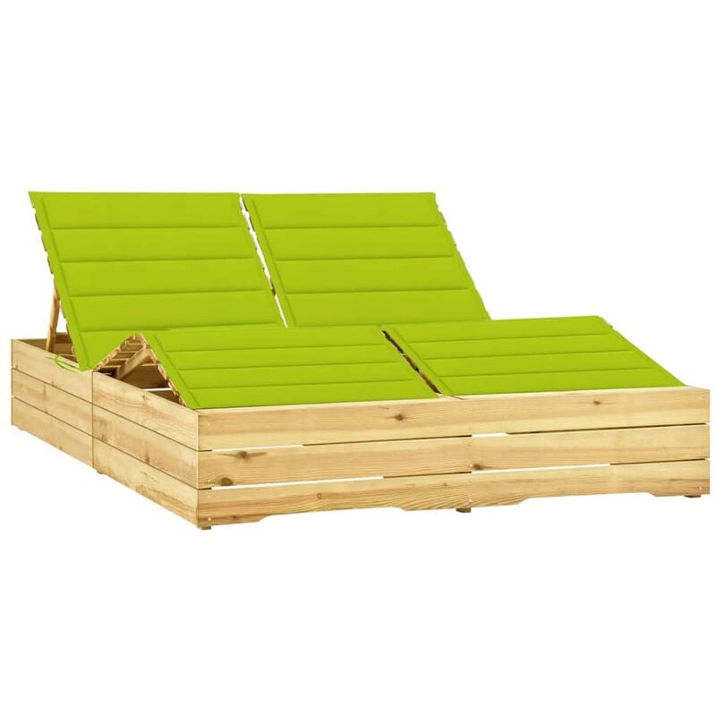 

Tumbona doble y cojines verde brillante madera pino impregnada - Verde - Youthup