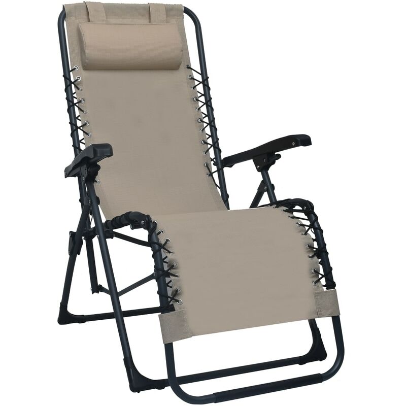 

Tumbona plegable de textilene gris taupe - Marrón - Youthup