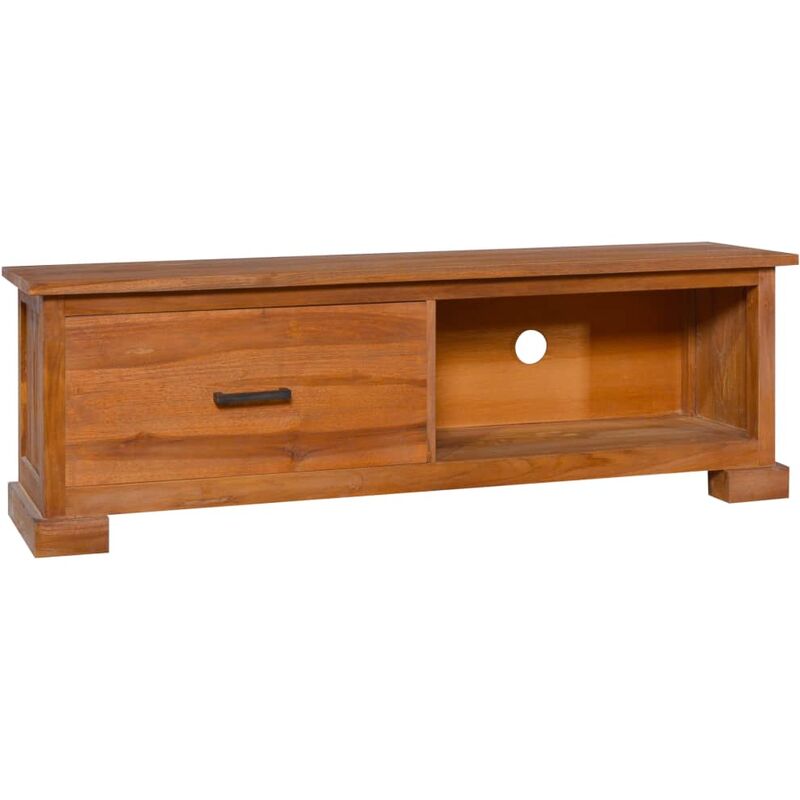 TV-Schrank 112x30x37 cm Massivholz Teak - Braun - Youthup