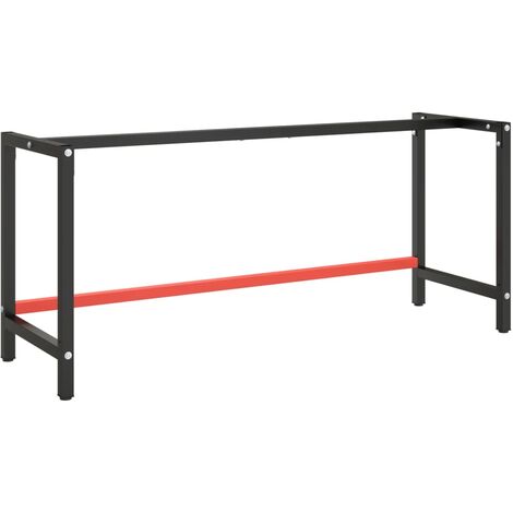 YOUTHUP Werkbankgestell Mattschwarz und Mattrot 180x57x79 cm Metall - Schwarz
