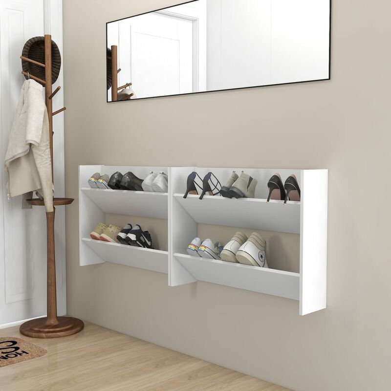 

Zapatero de pared 2 uds blanco aglomerado 80x18x60 cm - Blanco - Youthup