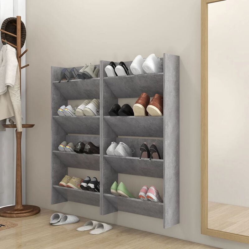 

Zapatero de pared 4 uds gris hormigón aglomerado 60x18x60 cm - Gris - Youthup