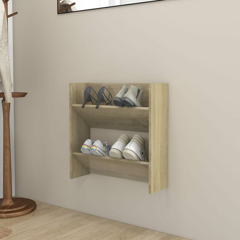 

Zapatero de pared aglomerado color roble Sonoma 60x18x60 cm - Marrón - Youthup