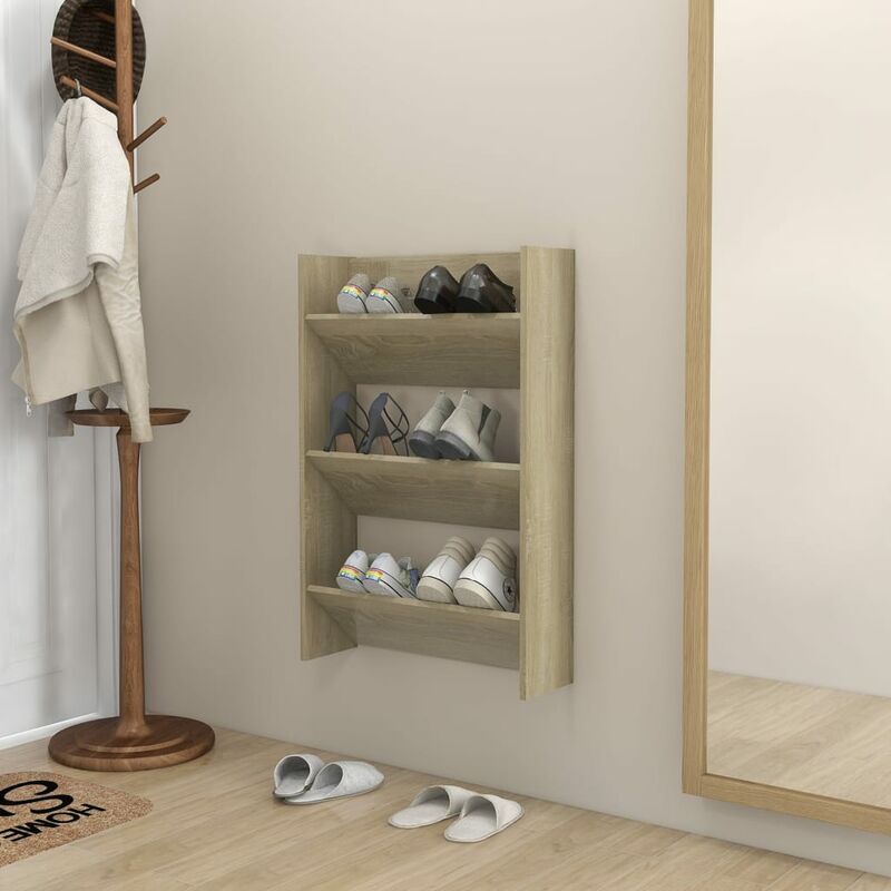 

Zapatero de pared aglomerado color roble Sonoma 60x18x90 cm - Marrón - Youthup