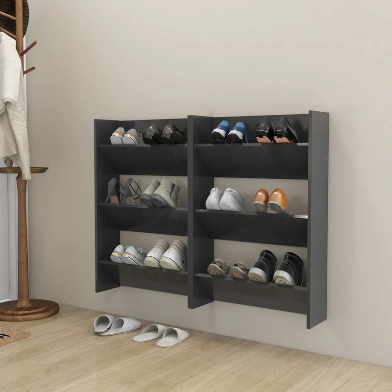 

Zapateros de pared 2 uds aglomerado gris 60x18x90 cm - Gris - Youthup