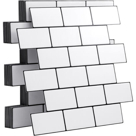 Youyijia 10pcs Upgrade Thicker 3D Tile Stickers, Peel and Stick Self Adhesive Wall Tiles,Tile Stickers Splashback for Kitchen and Bathroom (White)