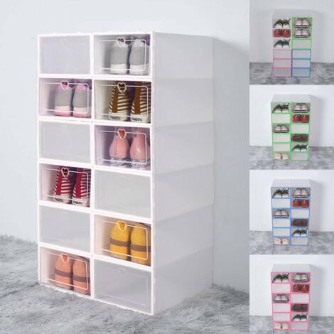 Youyijia 12Pcs Shoe Storage Box Plastic Shoe Storage Box Transparent Shoe Drawer Stackable Folding Storage Box Small Stackable Plastic Shoe Box