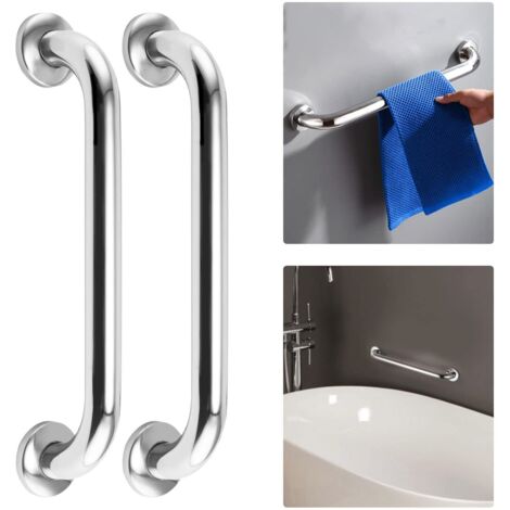 Youyijia 2 Pack Bathroom Grab Bar 12inch Grab Rails for Bathroom Sturdy Stainless Steel Shower Safety Handle with Anti-Slip Grip for Bathtub Toilet Kitchen Stairway Silver