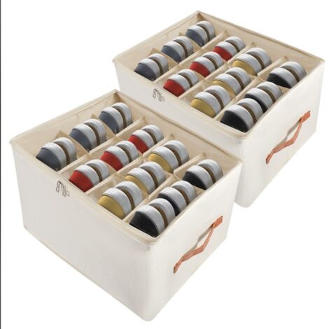 Youyijia 2 Pack Foldable Shoe Storage Box, Shoe Organiser for Closet, Shoe Storage Organiser with Clear Lids, Can Fit Ottoman, Shoe Organiser for Wardrobe