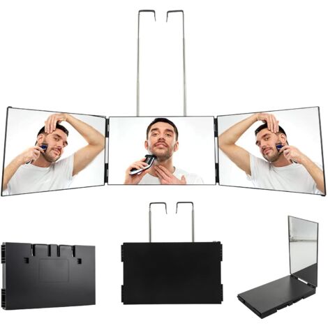Youyijia 360° Spiegel Kosmetikspiegel Barber mit verstellbaren Höhenhaltern 3 Way Trifold Mirror Tragbar für Familie Ehefrau Ehemann und Freunde verwendet Werden