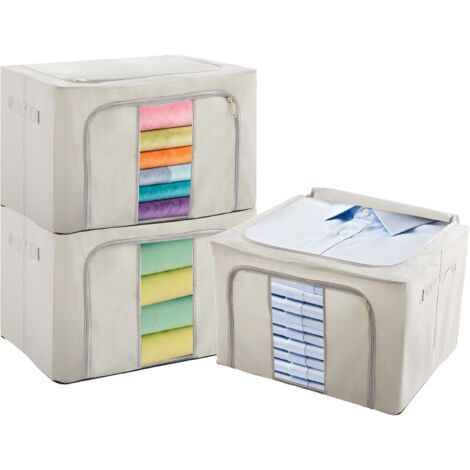 Youyijia 3er Set Unterbettkommoden Faltbox aus Vliesstoff, Klappbox ohne Deckel, Lichtgrau, Klassische Aufbewahrungsbox für Schlafzimmer, Wohnzimmer, Kinderzimmer, Küche, Esszimmer (Grau)
