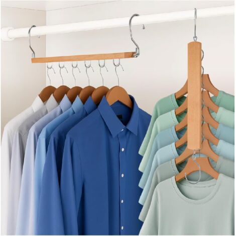 Youyijia 4 Pack Space Saving Hangers Wardrobe Organiser with 360° Swivel Hook (Hangers Not Included) (Natural)