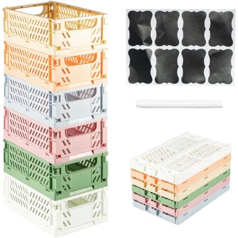 Youyijia 6 Stück Faltbox Set, Faltbare Aufbewahrungsboxaus Stabilem Kunststoff, Stapelbare Klappboxen mit Griff, Organisationskörbe für Küche, Bad, Büro, Wohnzimmer, Kinderzimmer, Schrank (6 Stück)