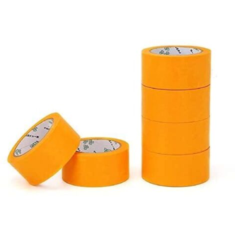 Youyijia 6PCS 50mm x 50m Goldband Abdeckband Klebeband Kreppband Entfernbares Band für Automotive Dekoration Malerarbeiten Ohne Lösungsmittel