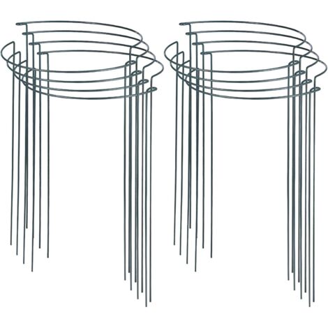 Youyijia 8Pcs 40x25cm Plant Support Stakes - Heavy Duty Metal Half Round Ring Cage, Garden Plant Supports for Outdoor Tomatoes, Peonies, Roses, Cucumbers & Climbing Plants 16''x10''