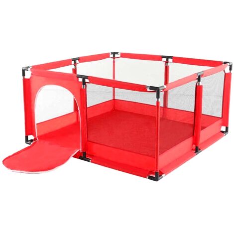 Youyijia Baby Playpen 66x126cm Large Kids Safety Crawl Ball Pit Activity Center with Breathable Mesh Portable Toddler Fence Indoor Outdoor for Baby Toddlers Children(Red)