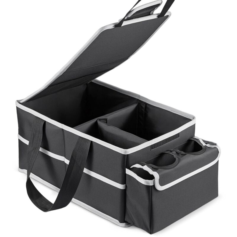 Youyijia Back Seat Organizer Foldable Car Organizer Front and Rear Seat Organizer with Dividers Cup Holders and Lids Suitable for Front Seat/Back