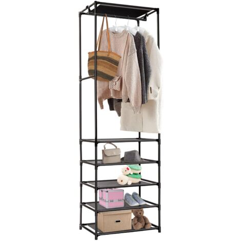 Youyijia Coat Rack Stand Clothes Hanging Rail Clothings Wardrobe Organizer Garment Rack with Shelves Metal Frame Wooden Shelving Unit for Entryway Bedroom Hallway