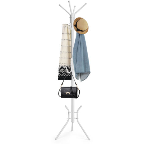 Youyijia Coat Stand Coat Rack Metal Coat Hangers for Clothes Stand 181cm Tall Hall Tree Hanger Stand with 11 Hooks for Jacket Hat Handbags Dress Hanging Stand in Entryway Hallway White