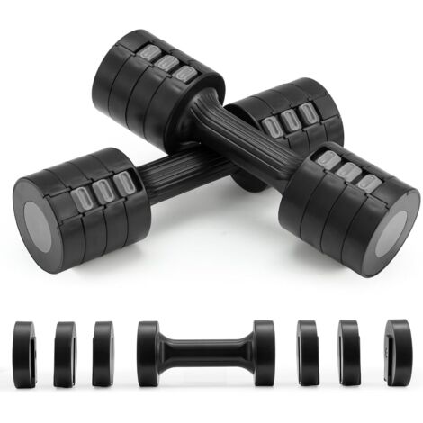 Youyijia Dumbbells Set of 2 Women Adjustable 4-in-1 Weights Dumbbells Pair, Each 1kg/1.5kg/2kg/2.5kg, Free Weights for Home Gym Fitness Exercise, Hand Weights for Workout Strength Training(Black)