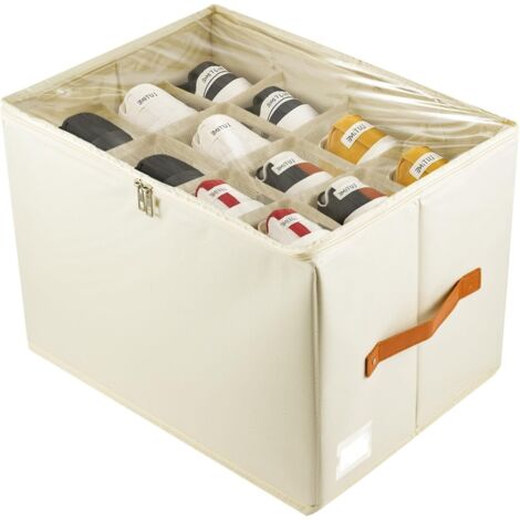 Youyijia Foldable Shoe Storage Box, Shoe Organiser for Closet, Shoe Storage Organiser with Clear Lids, Can Fit Ottoman, Shoe Organiser for Wardrobe 1 Pack