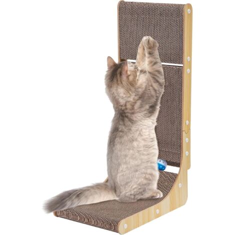 Youyijia L Shape Cat Scratcher - 68 cm Cat Scratch Pad & Wall Scratcher with Ball Toy for Indoor Feline Play