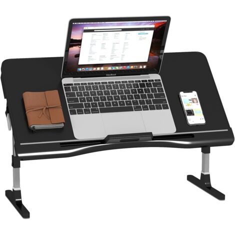 Youyijia Laptop Bed Table with Drawer, 23.6"(L)×12.6"(W),Adjustable Angle & Height, Folding Legs, 40kg Load Capacity, Multifunctional Lap Desk for Reading, Eating, and Working on Bed or Sofa