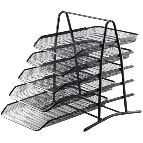 Youyijia Mesh Desk Organiser 5 Tier Letter Tray Stackable Mesh File Holder Office A4 Filing Desktop Document Storage for Home Office (Black)
