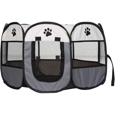 Youyijia Portable Pet Playpen Puppy Playpen Pet Dog Cat Playpen Cage Crate 91 x 91 x 58cm Soft Fabric Foldable Pet Indoor Outdoor for Rabbit Hamster Guinea Pig Gray