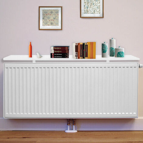 Youyijia Radiator Shelf 120x15x1.5cm Radiator Cover Radiator Heater Shelves Cabinet Top Shelf Slatted White Painted Rounded Edges Modern Design Radiator Shelf for Home Radiator