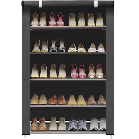 Youyijia Shoe Cabinets with Dustproof Cover Non-Woven Fabric Shoes Storage Cabinet Shoes Organizer for Foyer Living Room Bedroom Office (6 tier, Black)