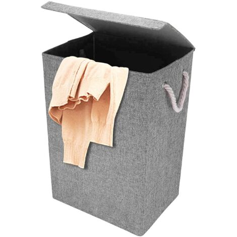 Youyijia Slim Laundry Baskets with Lid Foldable 72L Large Laundry Hamper Washing Linen Baskets Collapsible Laundry Bin Freestanding Tall Clothes Hamper for Laundry Rooms Bedroom Bathroom Grey